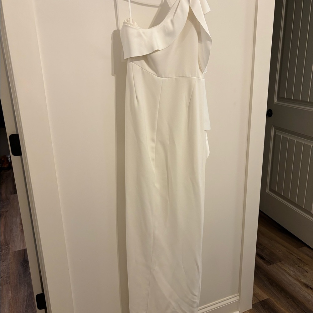 Halston Heritage One-Shoulder White Dress